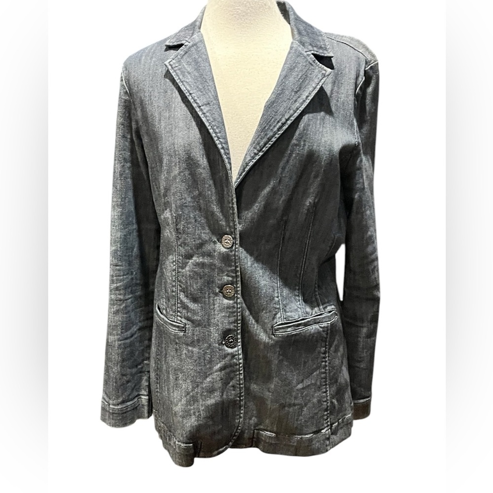 From Nine West Jeans denim 3 button front blazer - Picture 5 of 12